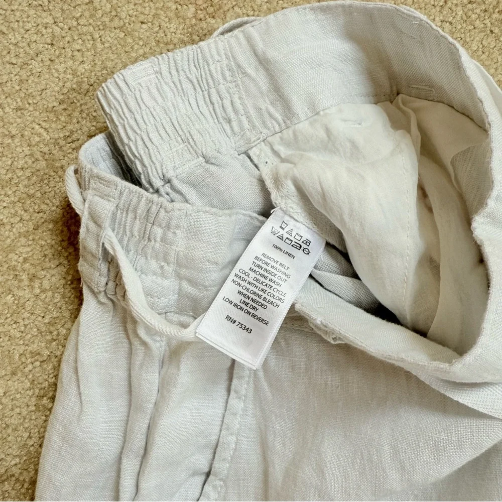 H by Halston Cream Wide Leg Linen Pants Womens Small - Picture 4 of 6